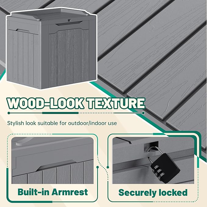 Devoko 30 Gallon Resin Deck Box 2 Pack Outdoor Indoor Waterproof Storage Box - Image 2