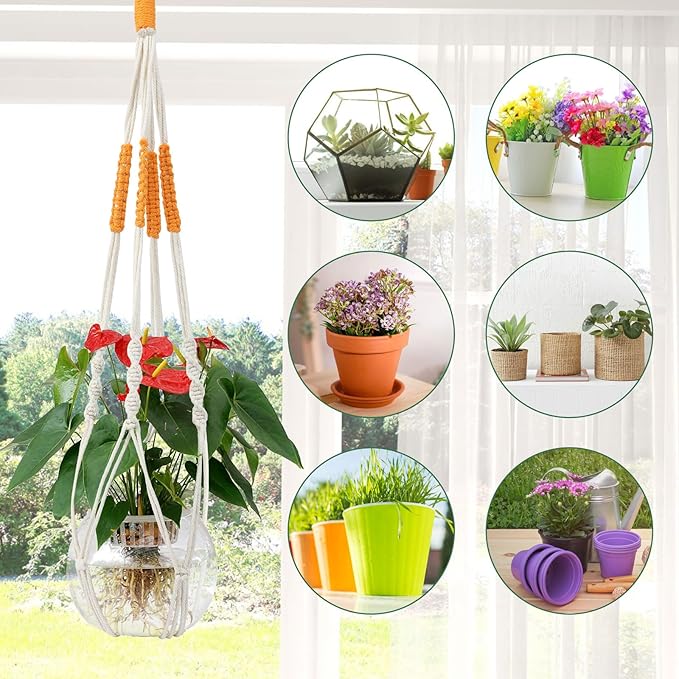 Augshy 27inch Macrame Plant Hanger, 2 Packs Plant Hangers - Image 5