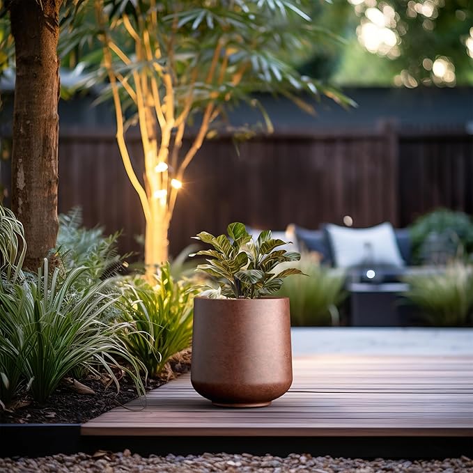 Kante 11.6" Dia Round Concrete Planter, Outdoor Indoor Large Plant Pots - Image 3