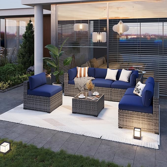 Aoxun Patio Furniture Sets, 7-Piece Outdoor Patio Furniture - Image 2