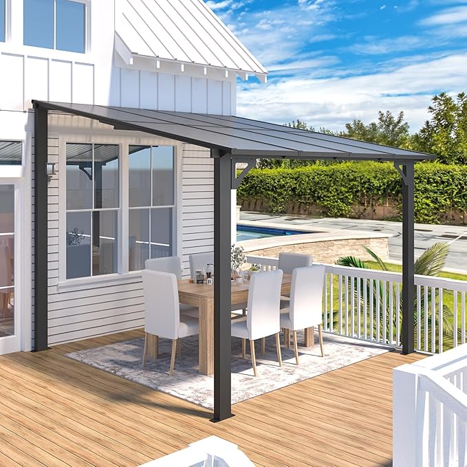 AECOJOY 8' x 8' Gazebo for Patio, Small Wall-Mounted Lean to Gazebo Pergola - Image 4