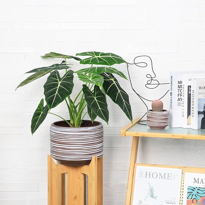 10 Inch Ceramic Plant Pot with Drainage – Large Flower Pot - Image 6