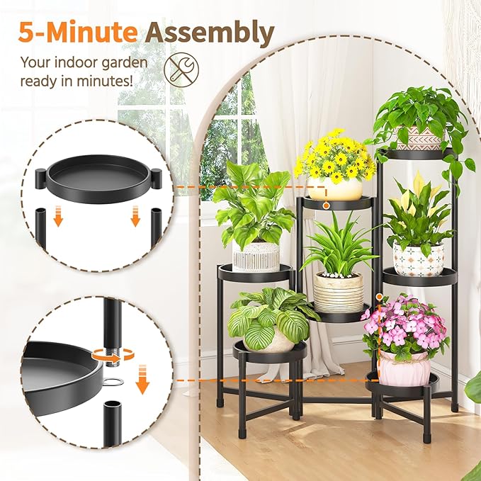 LASZOLA 7 Tiered Folding Tall Plant Stand Indoor - Image 5