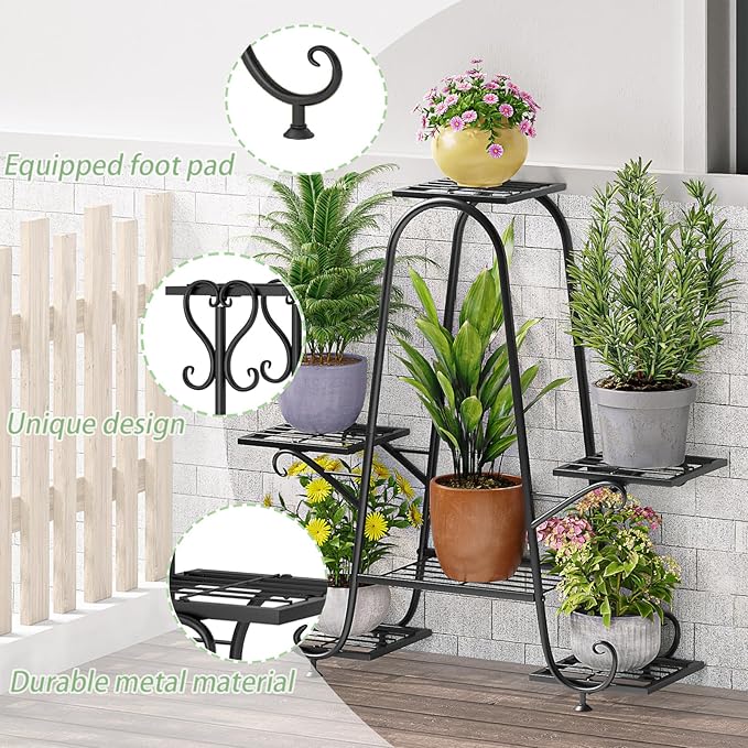 Plant Stand Indoor Outdoor Shelf Metal Holder Pot Rack Multiple Plants Stand - Image 3