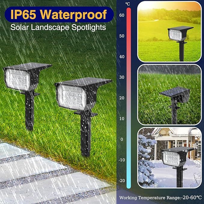 nipify 8 Pack Solar Spot Lights Outdoor Color Changing, 7 Modes Halloween RGB - Image 6