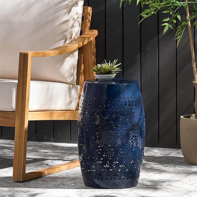 Christopher Knight Home Ruby Outdoor 12" Iron Side Table, Dark Blue - Image 5