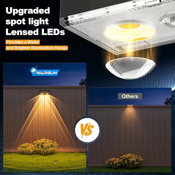 NIORSUN Solar Fence Lights, 16 Pack Deck Light, Led Lights Warm White Outdoor - Image 3