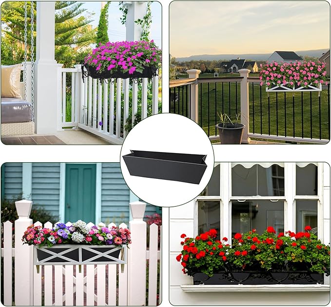 2PCS 30Inch Rectangle Window Box Liner Felt Planter Basket Liner Insert Black - Image 7