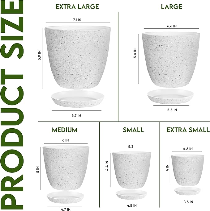 Utopia Home - Spotty Plant Pots Indoor - 7/6.6/6/5.3/4.8 Inches Flower Pots - 5 - Image 2