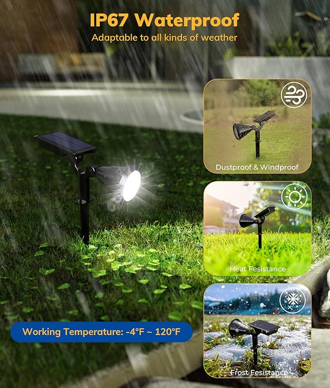 Solar Spot Lights for Outside, 21 LED Outdoor Solar Lights for Yard, 6 Pack - Image 3