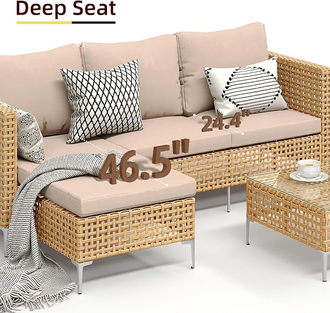 3-Piece L-Shaped Patio Furniture Set - Image 2
