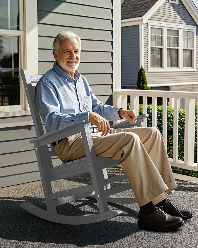 SERWALL Oversized Outdoor Rocking Chair Set of 2, HDPE Rocker - Image 8