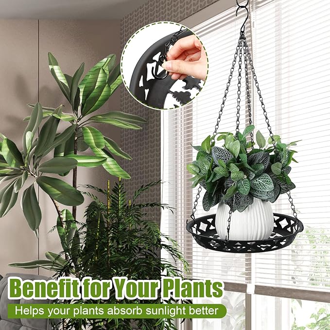 Enhon 4 Pack Plant Hanger, 12 Inch Metal Hanging Planter - Image 4