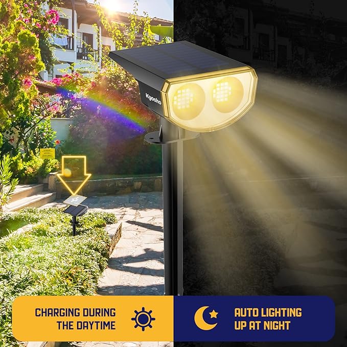 Kyosho Solar Spot Lights Outdoor Warm White, 38 LEDs Solar Landscape Lights - Image 8
