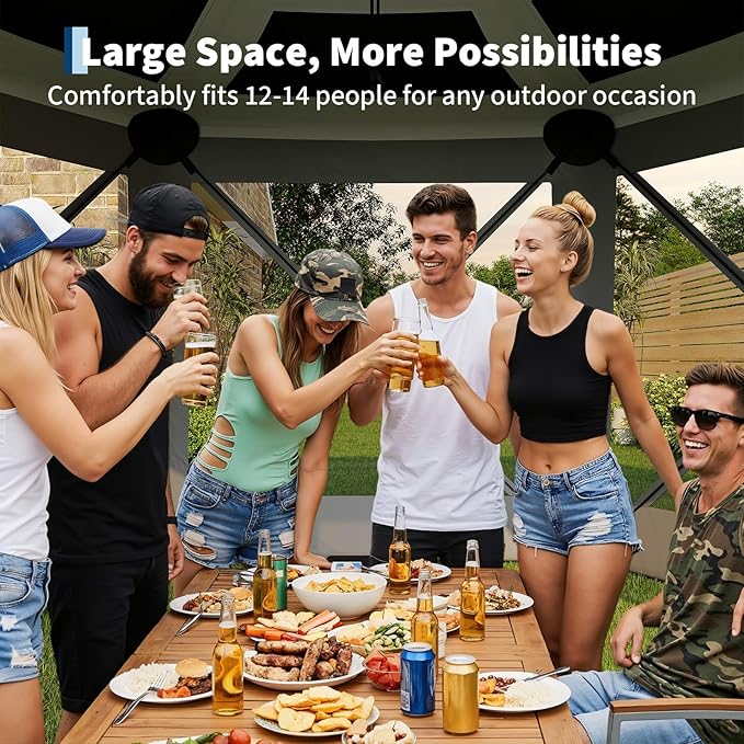13x13FT 6-Sided Pop Up Gazebo Tent，One-Push Setup Canopy Tent - Image 5