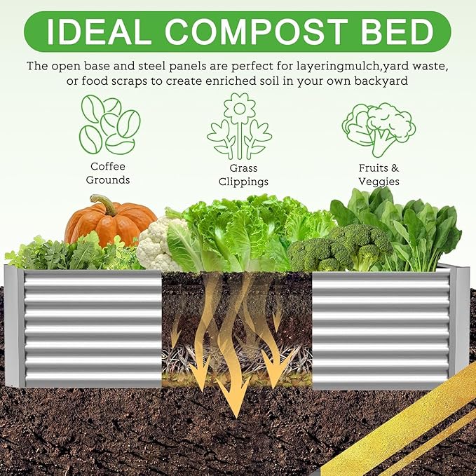 FRIZIONE 3pcs 6x3ft Galvanized Raised Garden Bed Outdoor, Above Ground Garden - Image 5