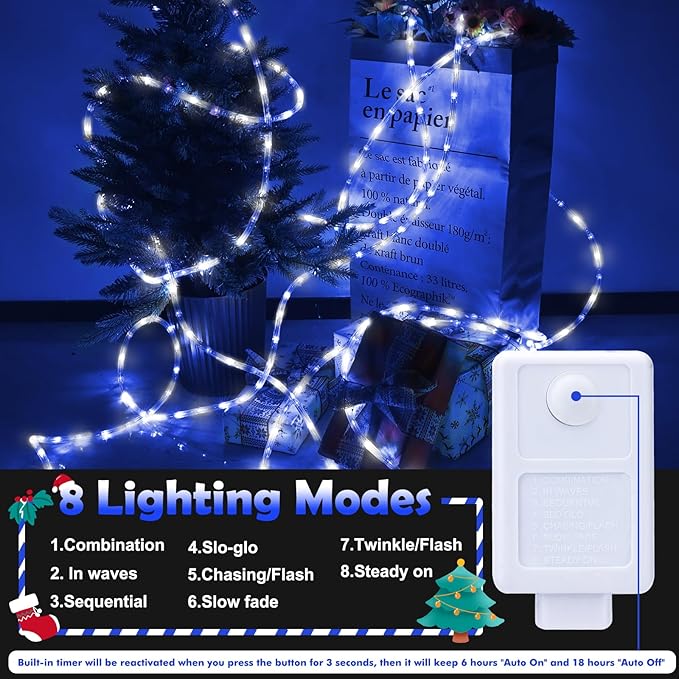 150ft LED Rope Lights Outdoor, 1080 LED Connectable and Flexible Tube Lights - Image 3