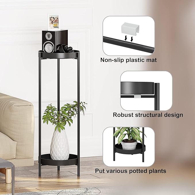 Metal Black Tall Plant Stand Indoor or Outdoor - Image 2