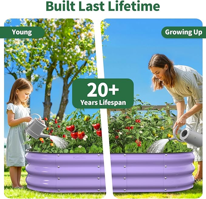 Kesfitt Raised Garden Bed, Oval Open-Bottom Design, 12-Inch Deep - Image 9
