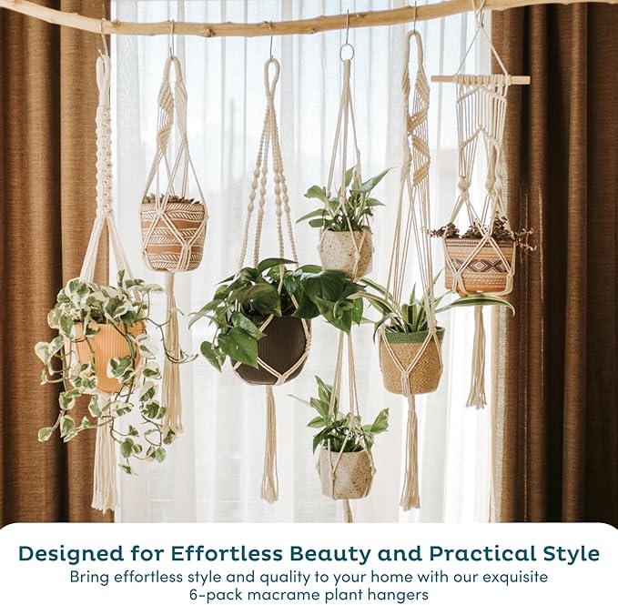 Nook Theory 6-Pack Macrame Plant Hangers - Image 2