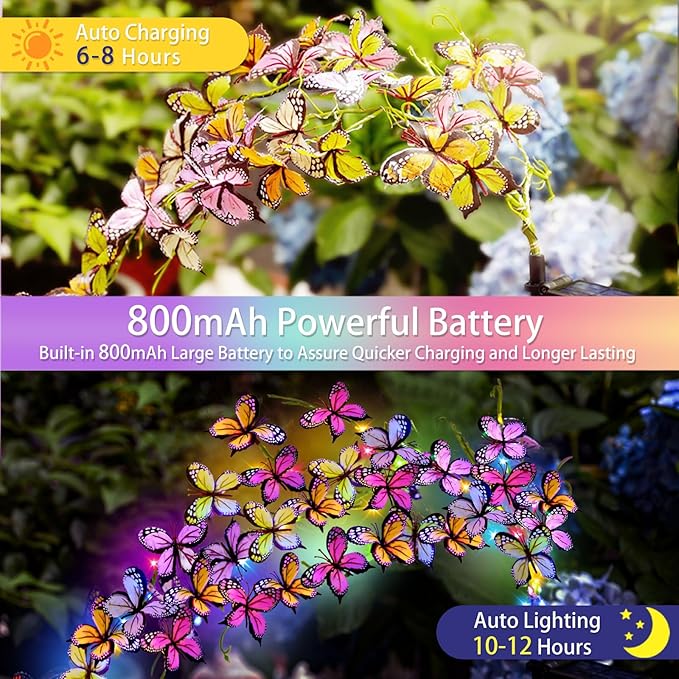 Solar Garden Lights Outdoor, Waterproof Solar Butterfly Lights 4 Pack Willow - Image 3