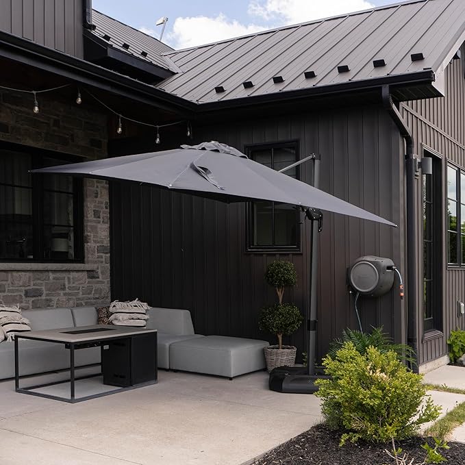 PURPLE LEAF 8.8' X 8.8' Left-right Tilt Patio Umbrella Outdoor Cantilever by PURPLELEAF