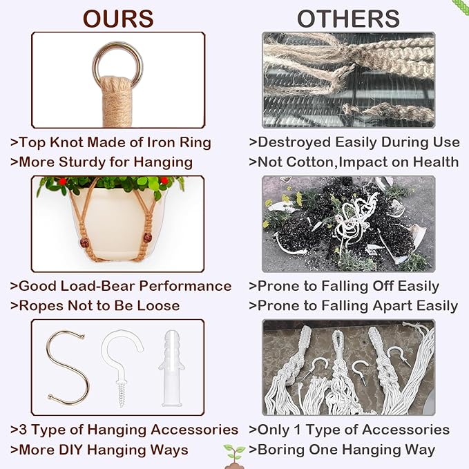 Macrame Plant Hanger Indoor Set, Hanging Planters - Image 5