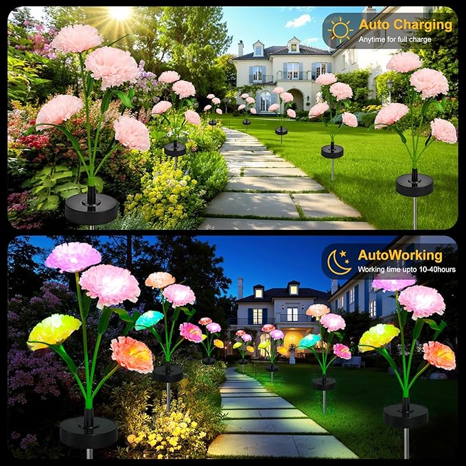 Upgraded Solar Garden Lights, 4 Pack Outdoor Solar Lights, New Round Panel - Image 4