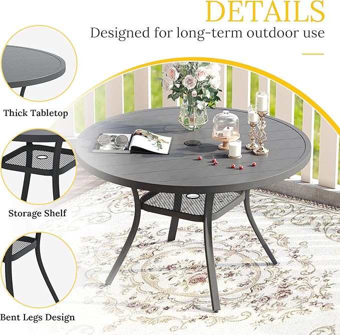 VICLLAX 47.2" Outdoor Round Patio Table - Image 2