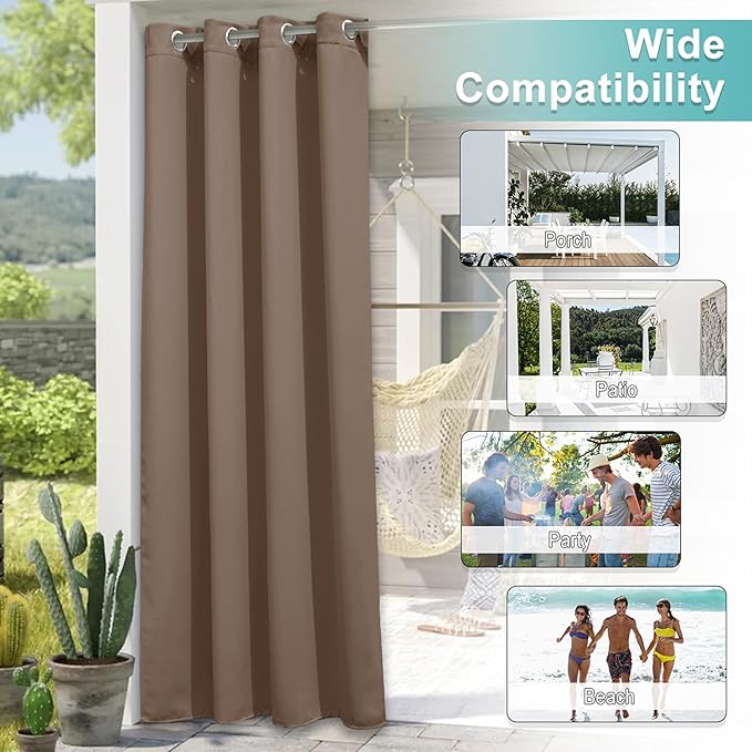NICETOWN Outdoor Patio Curtain 95 inch Long, Summer Heat Reducing Drapes - Image 3