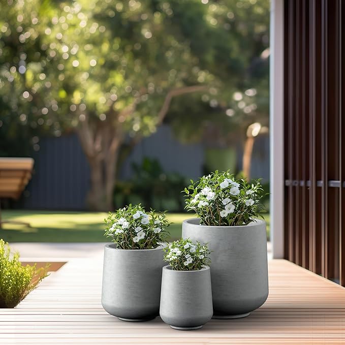 Kante 15.3"+11.6"+8.2" Dia Round Concrete Planter, Large Outdoor Indoor Planter - Image 5
