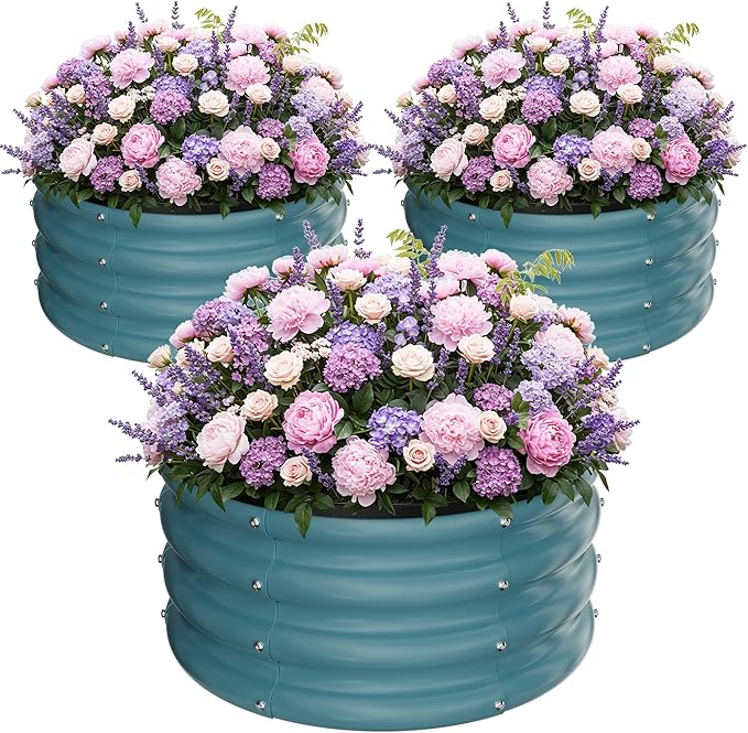 ZXZYHFTY Round Galvanized Raised Garden Bed kit, Round Large Metal Raised by ZXZYHFTY