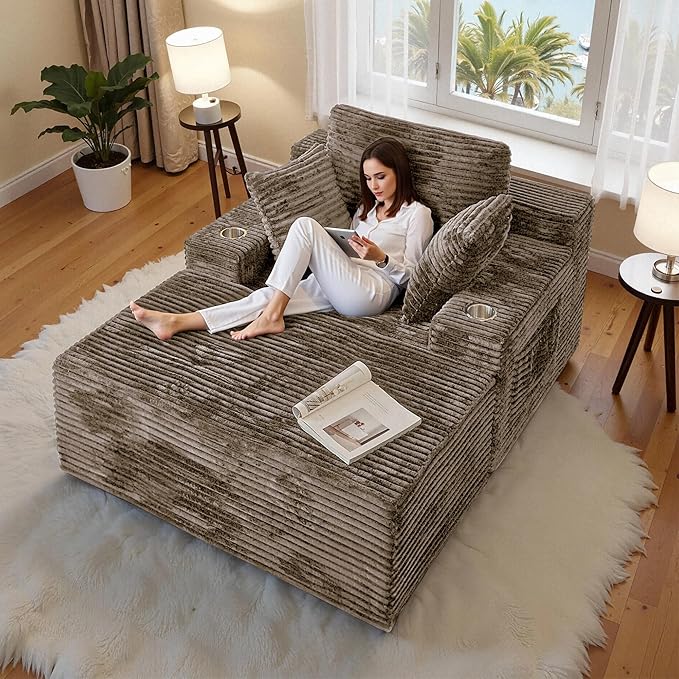 CHORRO67 Chaise Lounge Chair Indoor, Oversized Boneless Single Sleeeper Couch by CHORRO