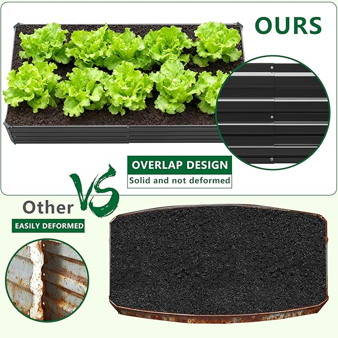 3 Pack 6x3x1FT Galvanized Raised Garden Beds Kit Outdoor Metal Gardening - Image 5