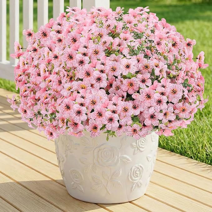 Artificial Flowers for Outdoor Indoor, Silk Flowers No Fade Fake Plastic by LetuoClipsClipsandHooks