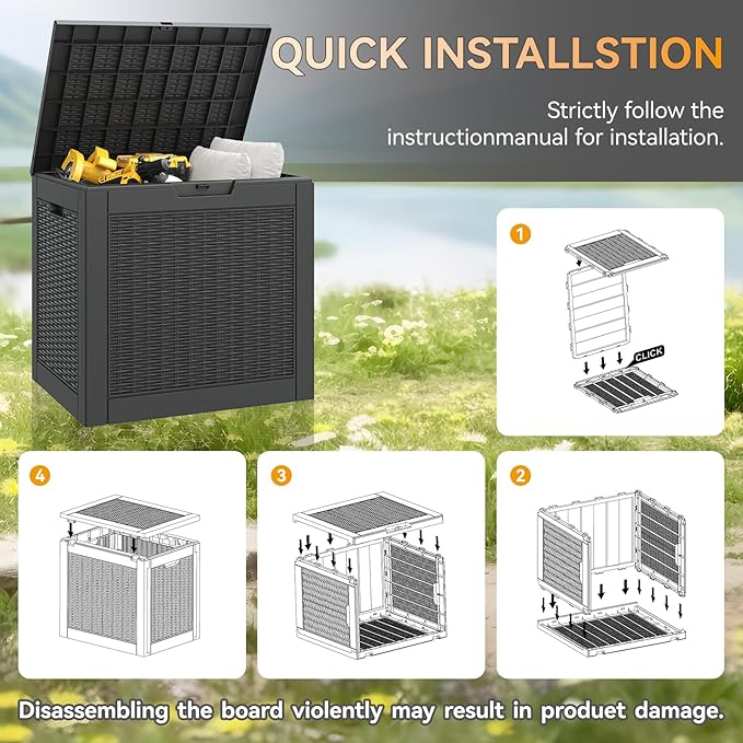 Outdoor Storage Box, Resin Deck Boxes Indoor and outdoor, Waterproof Storage - Image 4