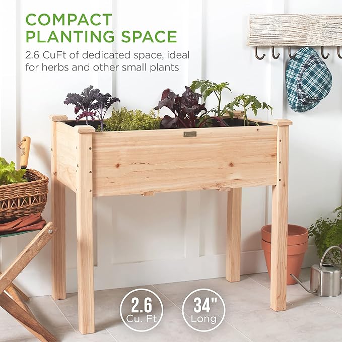 Best Choice Products 34x18x30in Raised Garden Bed, Elevated Wood Planter Box - Image 2