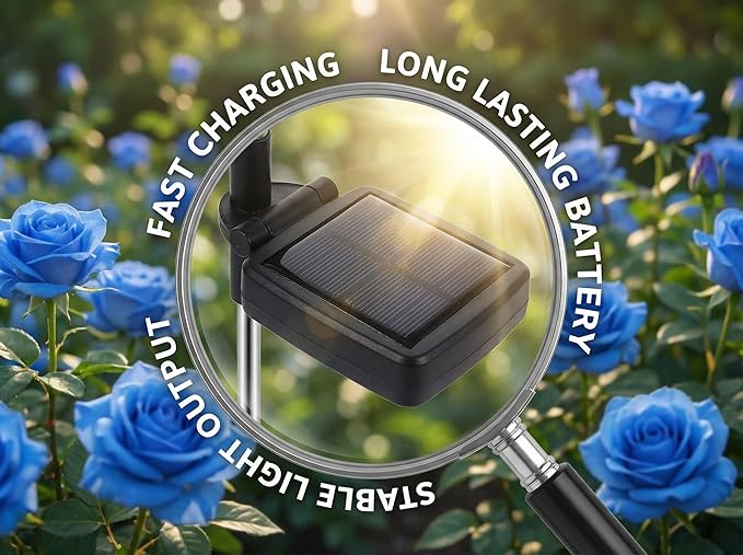 Solar Garden Rose Lights by FANCYPOP, 2 Pack Most Realistic 12 LED Flower Stake - Image 8