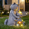 Solar Garden Statues Loving Cat Figurine Lights by Candieslife