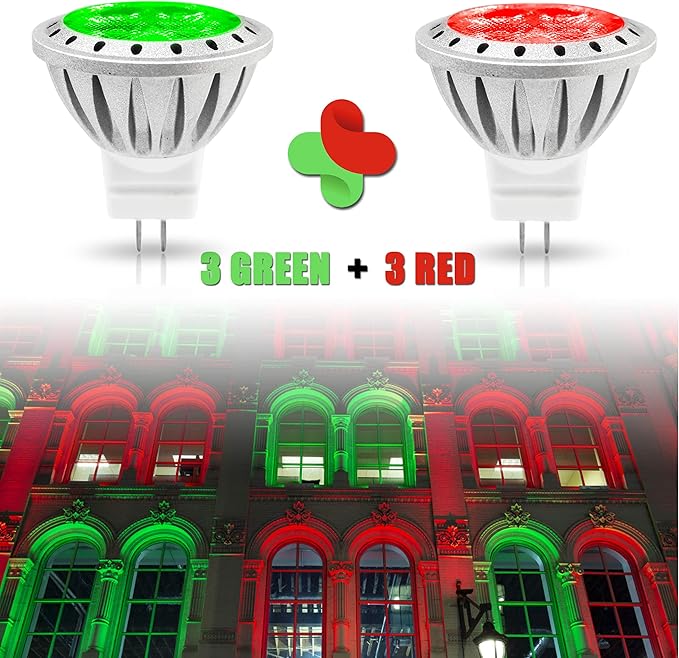 ALIDE Red Green MR11 GU4 Led Bulbs, Replace 10W 20W 35W Halogen, 12V 3W Red - Image 2