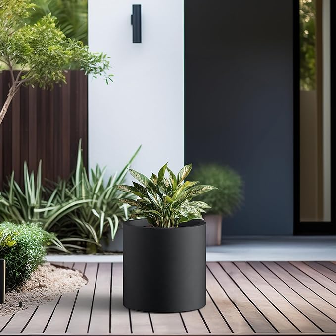 Kante 15.7" Dia Round Concrete Planter, Modern Style Large Cylindrical Plant Pot - Image 4