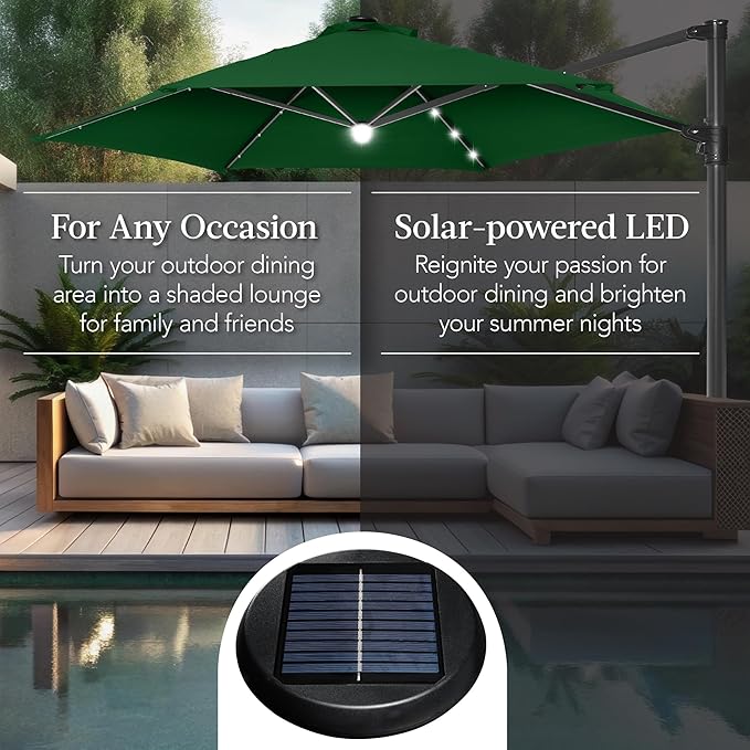 Best Choice Products 10ft Solar LED Offset Cantilever Hanging Market Patio - Image 4