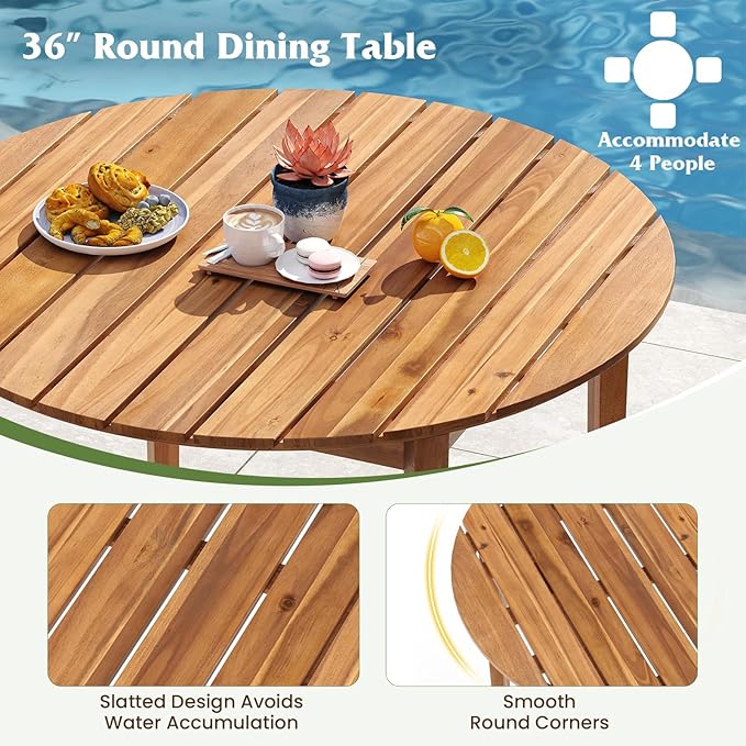 Tangkula 36" Round Outdoor Dining Table - Image 6