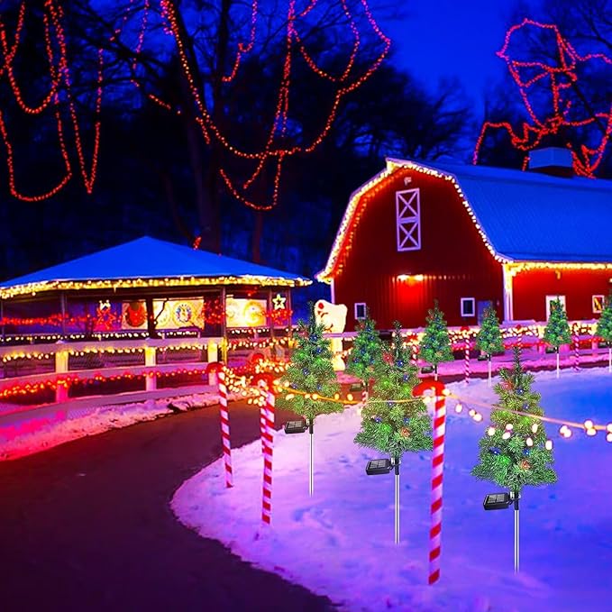 4PCS Solar Christmas Tree Garden Stake Lights Waterproof Christmas Decorations - Image 6