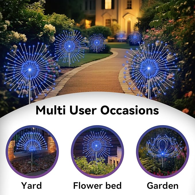 Garden Outdoor Lights, 2 Pack 120 LED Solar Garden Lights Fairy Lights Outdoor - Image 5