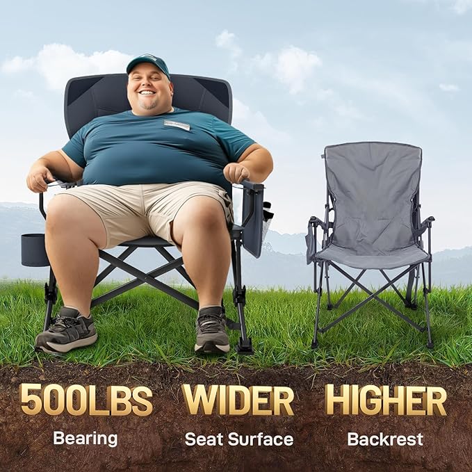 EVER ADVANCED Oversized Folding Camping Chair, - Image 3