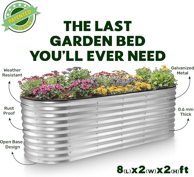 Plant & Plot Galvanized Raised Garden Beds Outdoor // 8×2×2 ft Planter Raised - Image 5