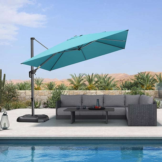 PURPLE LEAF 10 Feet Patio Umbrella Outdoor Cantilever Square Umbrella Aluminum - Image 2