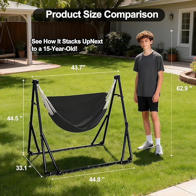 2-in-1 Hammock & Swing Chair for Teens – Adjustable Folding Chair - Image 3