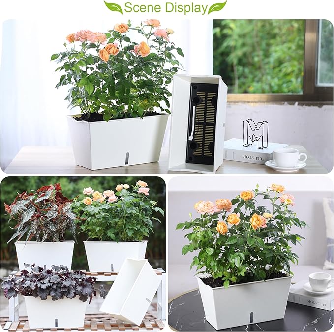 Window Box Planter 6 Pcs, 12.1 Inches Self Watering Plant Pots Rectangle Flower - Image 5